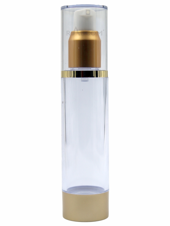 50ML BA03 - Matt Gold-Airless Bottles With Matt Gold Pump And Clear Cap
